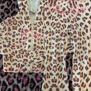 Leopard Print Hoodie and Pants Set